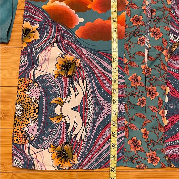 Teal Stargazer Kimono Short Robe Lightweight Cover Up Festival Beach Layer Boho - Picture 14 of 16